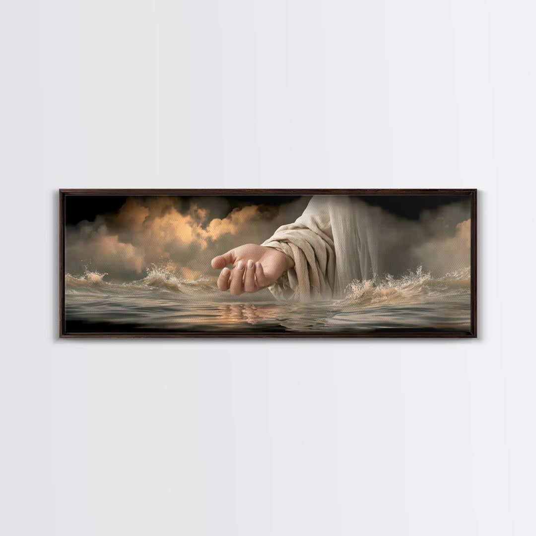 Tender Star Embrace, Framed Canvas Print, Panoramic Wall Art, Jesus Painting, Christian Art Canvas, Modern Christian Art, Christian Gift Id