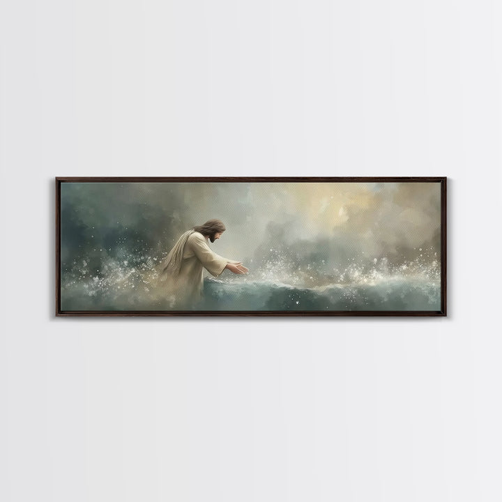 Heavenly Waters – Framed Canvas Print – Christian Wall Art – Jesus Painting – Panoramic Art – Christian Art Canvas – Christian Decor