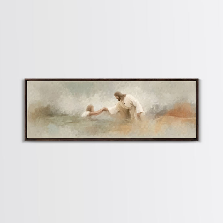 Saving Grace | Framed Canvas Print | Christian Art Canvas | Panoramic Print | Jesus Painting | Christian Wall Art | Modern Christian Art