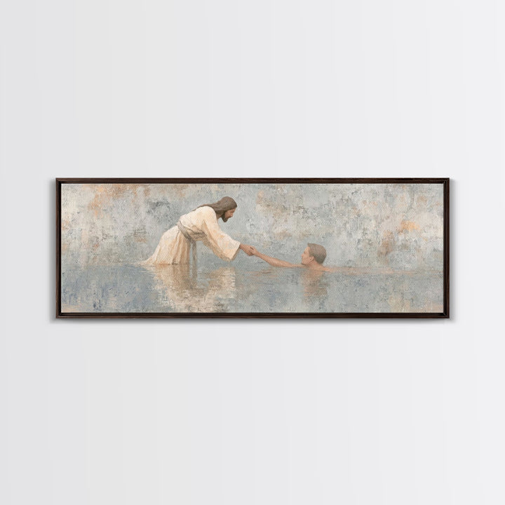 Guiding Hand – Framed Canvas Print – Jesus Painting – Christian Wall Art – Panoramic Painting – Christian Art Canvas – Christian Gift