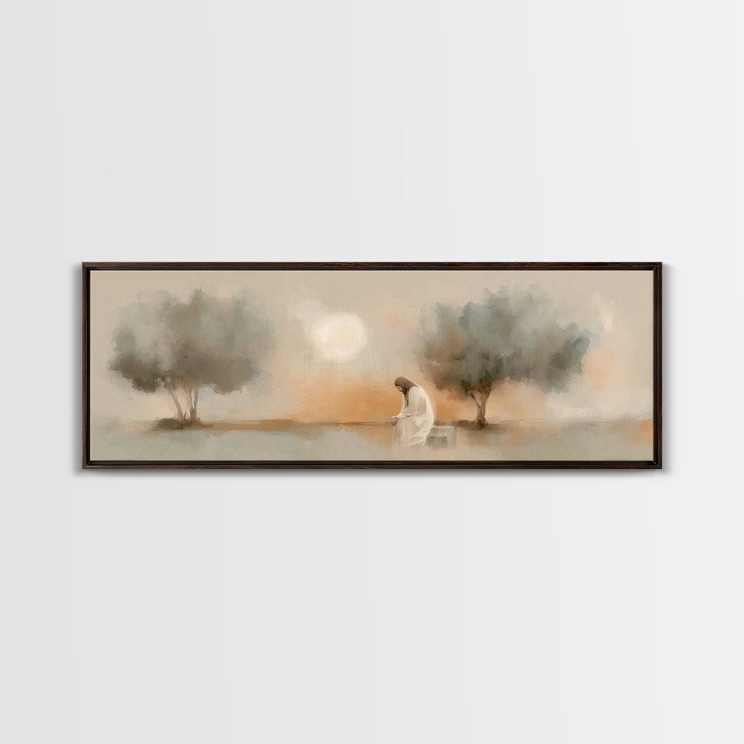 Garden of Mercy – Framed Canvas Print – Panoramic Wall Art – Christian Art Canvas – Jesus Painting – Christian Wall Art – Christian Decor