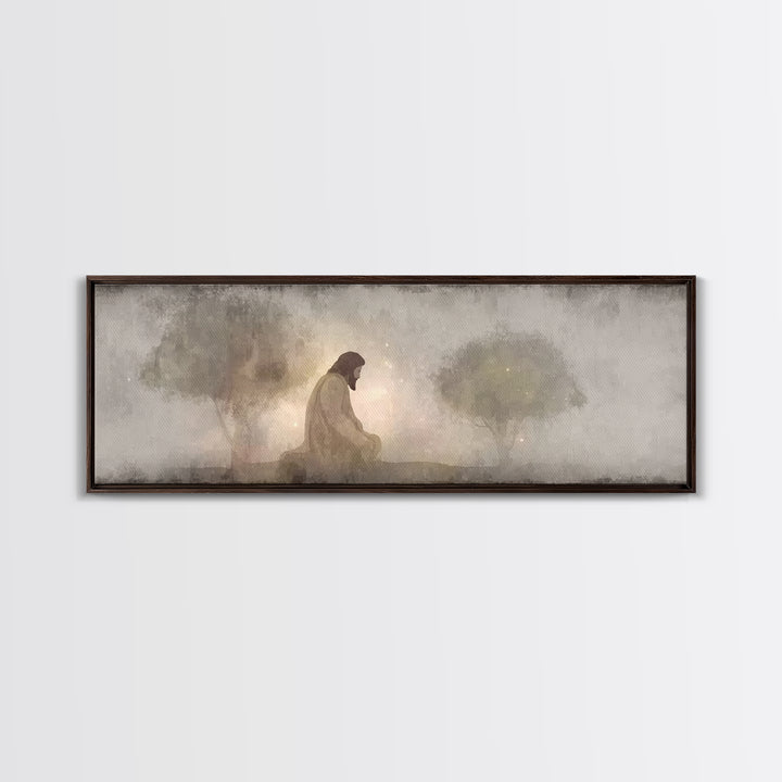 Sacred Vigil | Framed Canvas Print | Christian Art Canvas | Panoramic Art | Christian Wall Art | Jesus Painting | Christian Gift Ideas