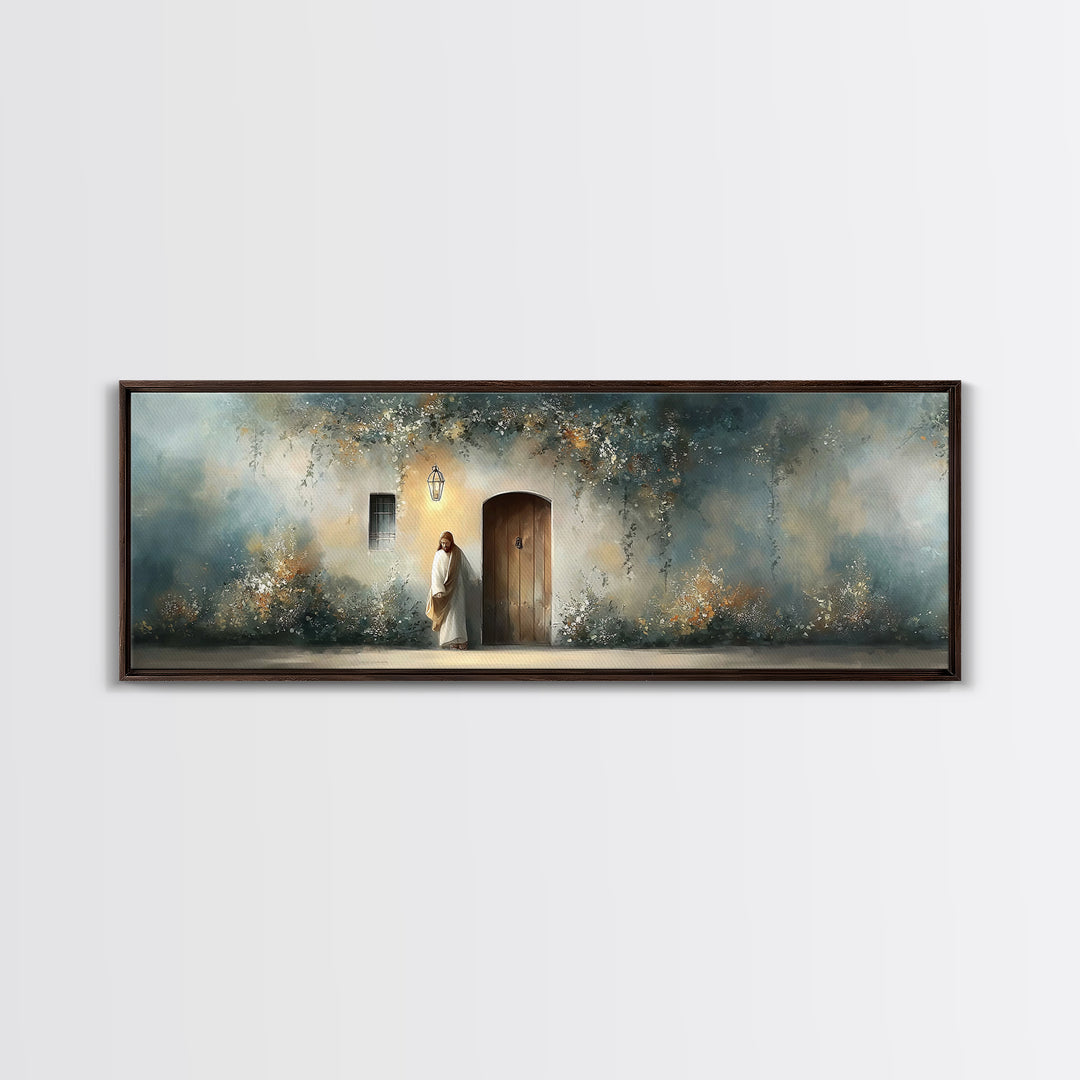 Lamp Of Hope, Framed Canvas Print, Christian Art, Jesus Painting, Panoramic Art, Christian Decor, Christian Gift, Large Christian Art, Jesu