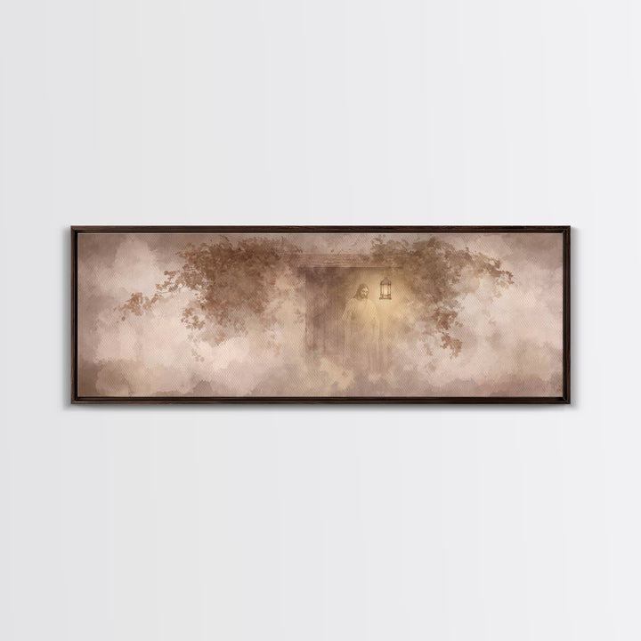 Autumn At The Door – Framed Canvas Print – Christian Art – Jesus Painting – Panoramic Art – Christian Decor – Christian Gift – Large Christ