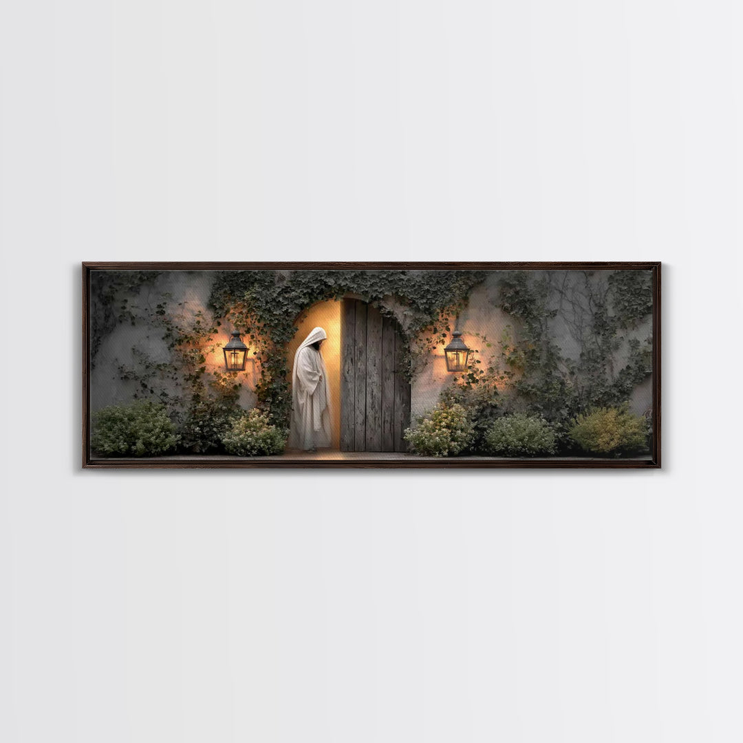 Vine-Covered Calling | Framed Canvas Print | Christian Art | Jesus Painting | Panoramic Art | Christian Decor | Christian Gift | Large Chri