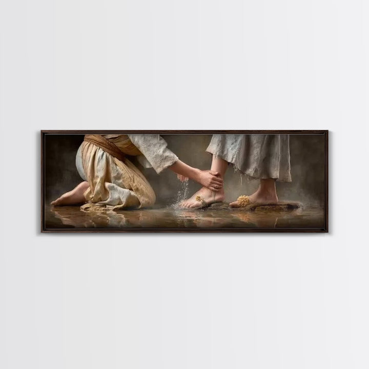 Servant’s Devotion | Framed Canvas Print | Christian Art Canvas | Christian Wall Art | Panoramic Art | Christian Painting | Jesus Painting