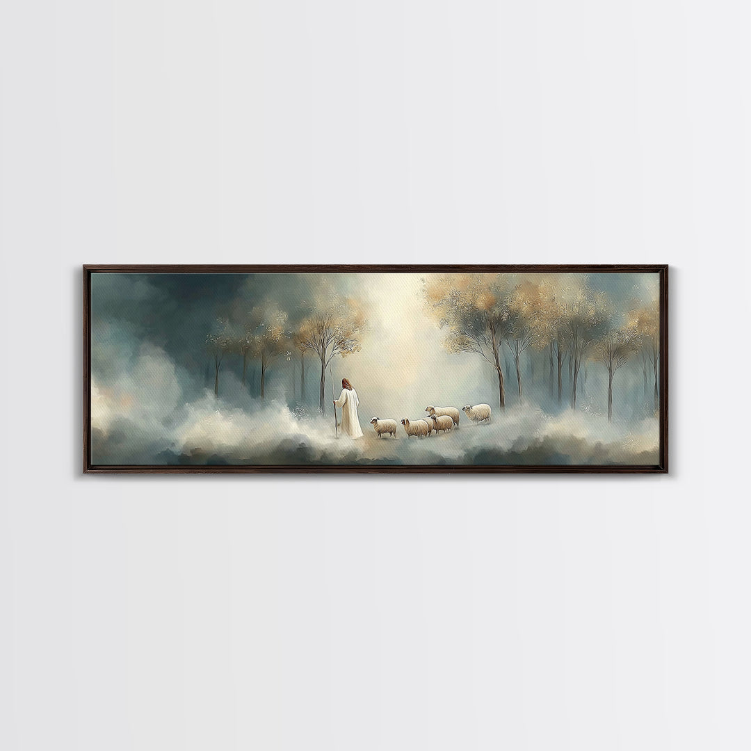 Light Of Mercy | Framed Canvas Print | Panoramic Wall Art | Christian Art Print | Jesus Painting | Christian Christmas Art | Modern Christi