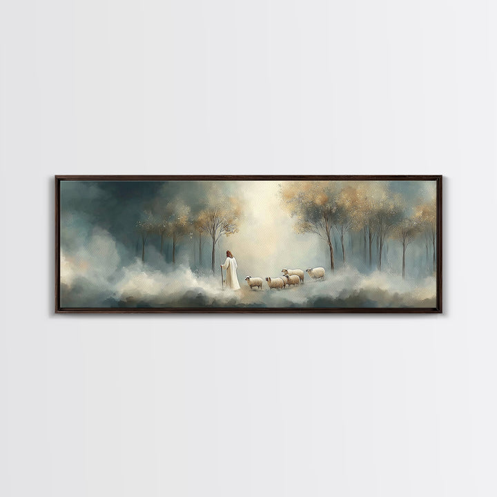 Light Of Mercy | Framed Canvas Print | Panoramic Wall Art | Christian Art Print | Jesus Painting | Christian Christmas Art | Modern Christi