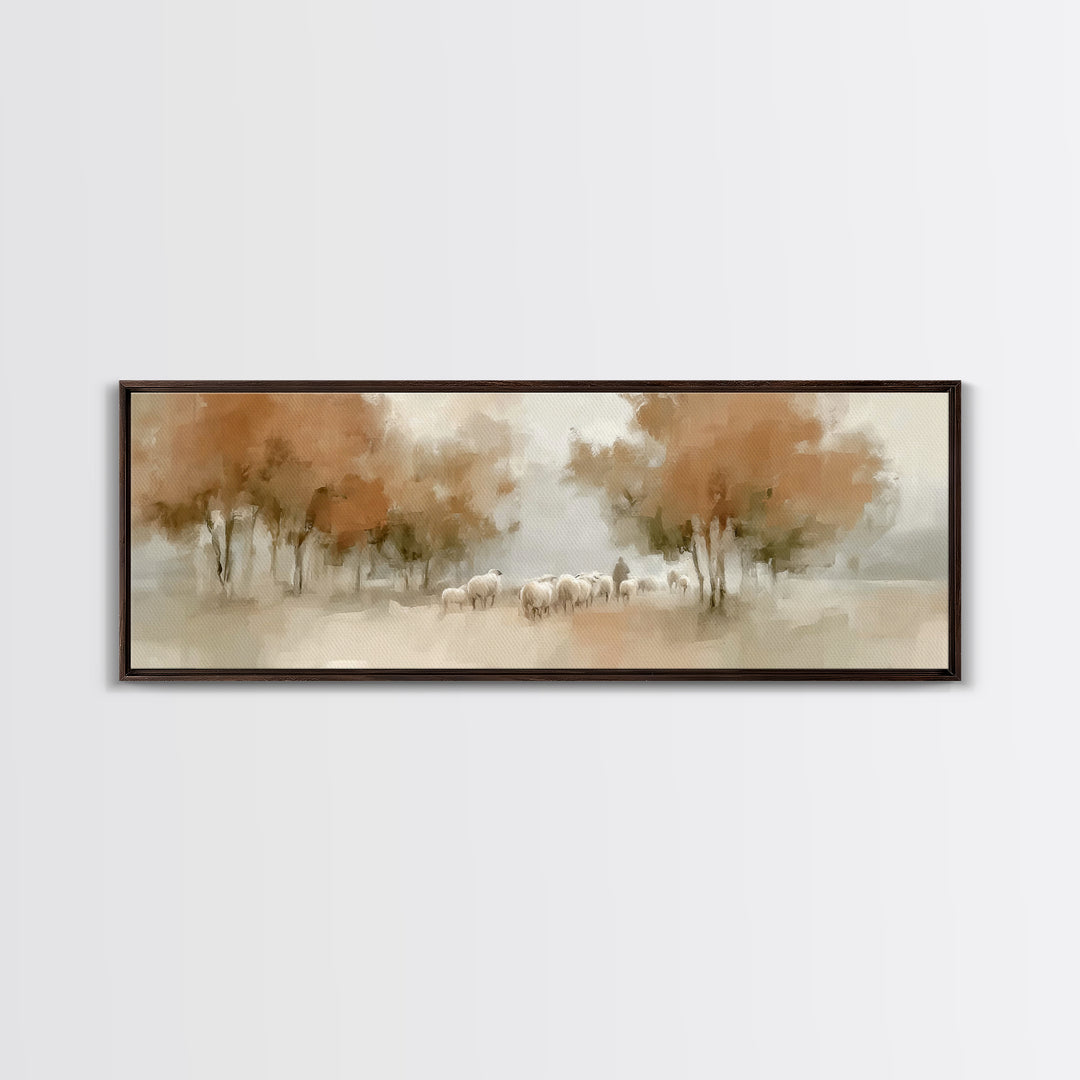 Autumn Grace Trail, Framed Canvas Print, Panoramic Painting, Christian Wall Art, Jesus Canvas Art, Vintage Christian Art, Christmas Wall Ar