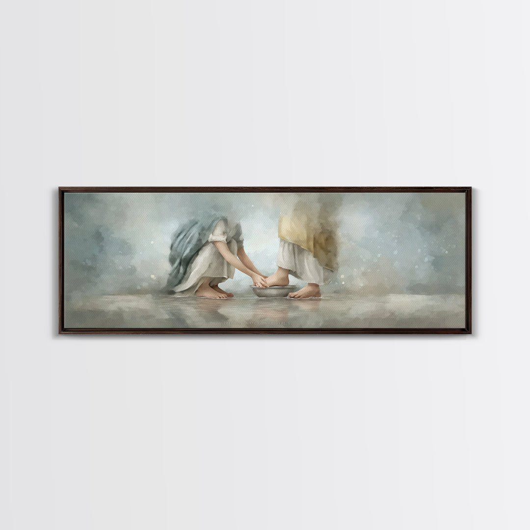 Humble Offering Light, Framed Canvas Print, Christian Wall Art, Christian Art Canvas, Panoramic Print, Jesus Painting, Christian Painting