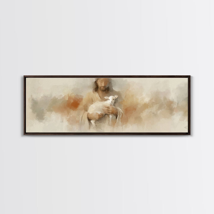 Gentle Arms Of Peace – Framed Canvas Print – Panoramic Art – Christian Wall Art – Jesus Painting – Christian Art Canvas – Christmas Art