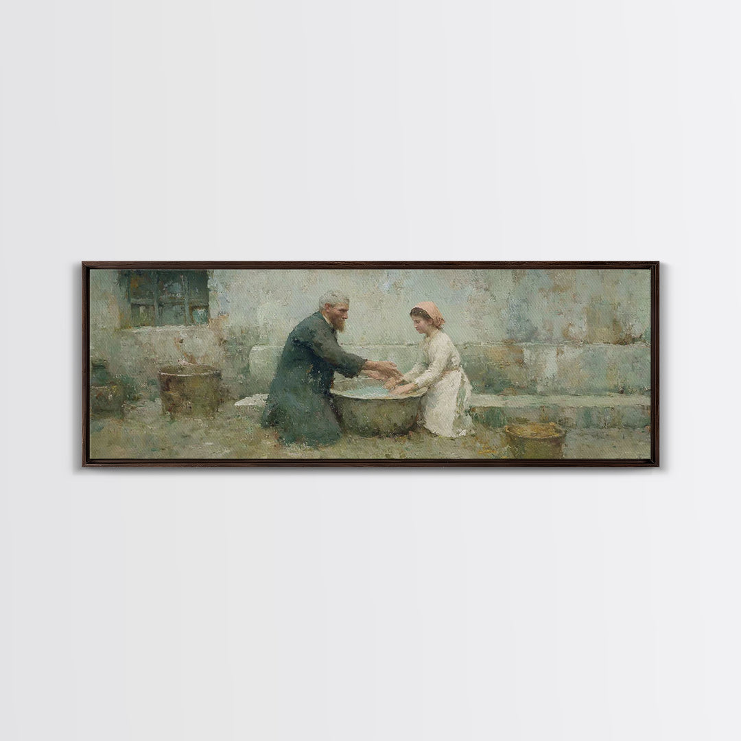 Quiet Acts Of Mercy – Framed Canvas Print – Christian Art – Christian Wall Art – Panoramic Frame – Christian Painting – Jesus Art Print