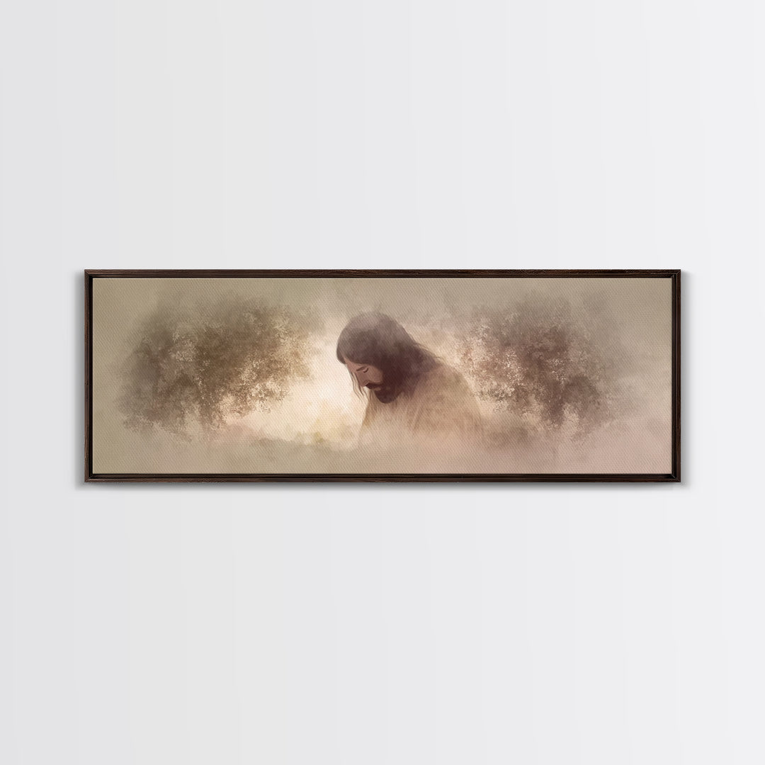 Garden Of Mercy – Framed Canvas Print – Panoramic Art – Christian Wall Art – Jesus Painting – Christian Art Canvas – Christmas Art