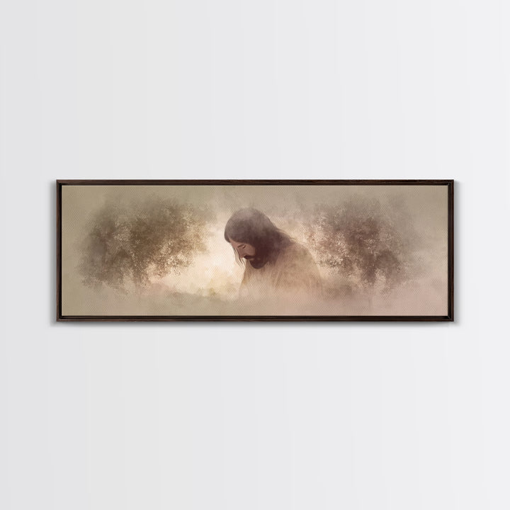 Garden Of Mercy – Framed Canvas Print – Panoramic Art – Christian Wall Art – Jesus Painting – Christian Art Canvas – Christmas Art