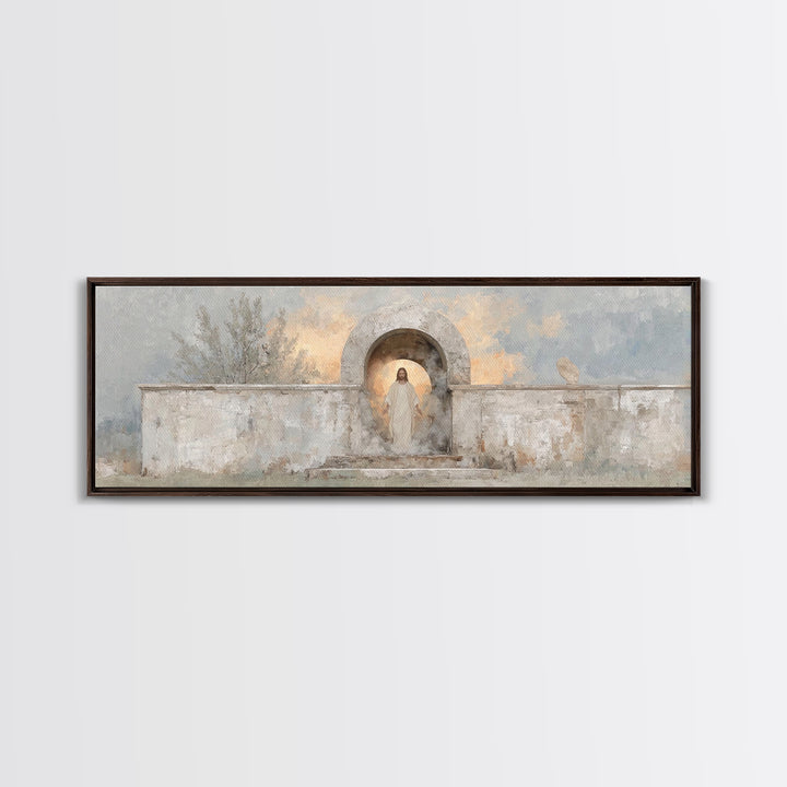 Radiant Salvation, Framed Canvas Print, Panoramic Painting, Christian Art Canvas, Jesus Wall Art, Christian Christmas Art, Christian Decor