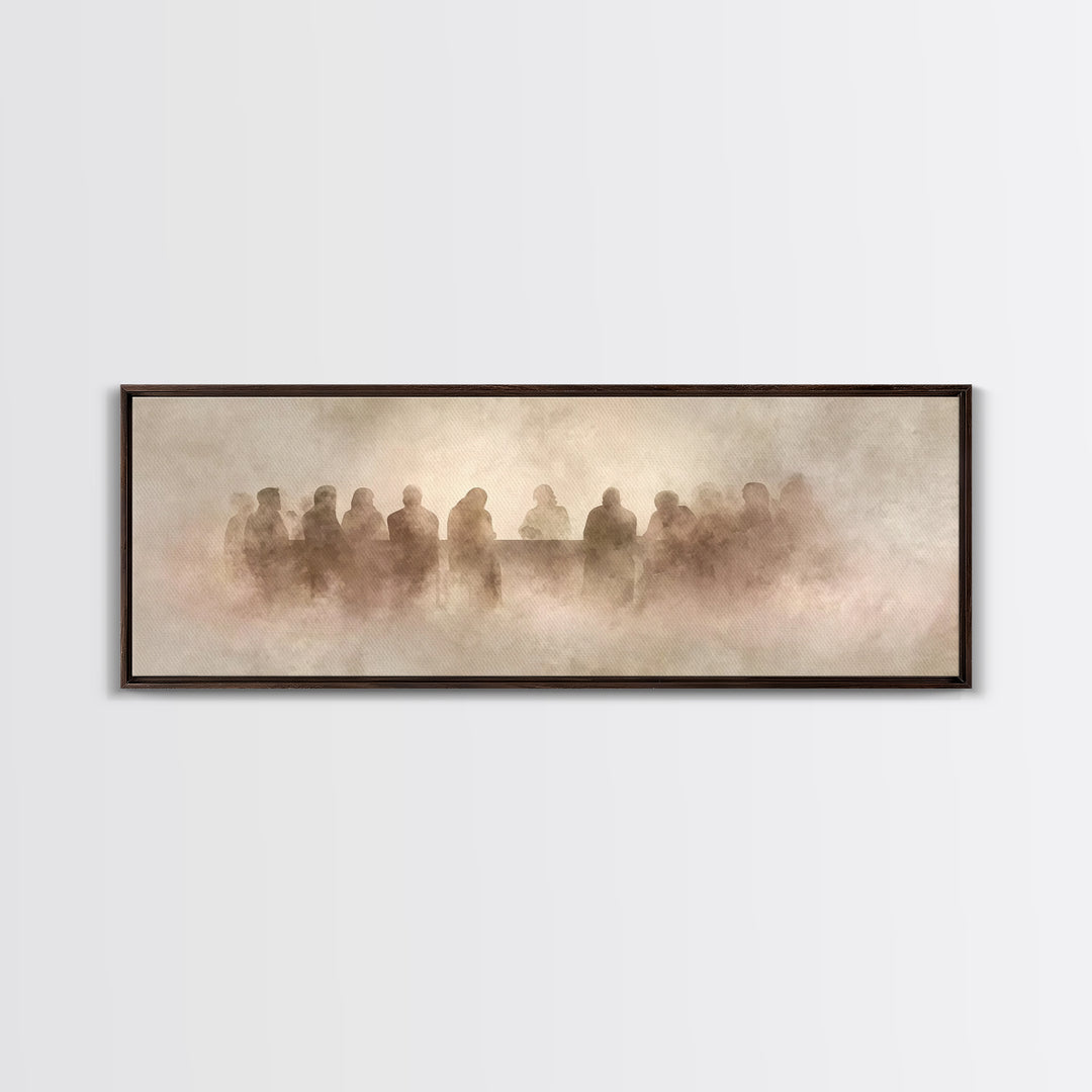 Last Supper Shadows – Framed Canvas Print – Panoramic Painting – Christian Art Canvas – Christian Wall Art – Christian Decor – Christmas Ar