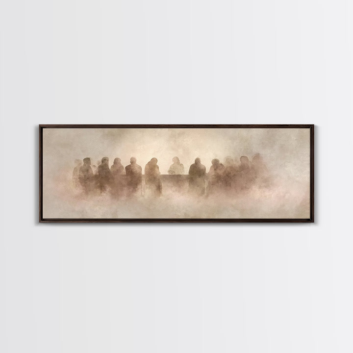 Last Supper Shadows – Framed Canvas Print – Panoramic Painting – Christian Art Canvas – Christian Wall Art – Christian Decor – Christmas Ar