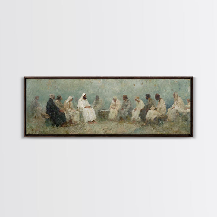Circle Of Wisdom, Framed Canvas Print, Panoramic Art, Christian Wall Art, Jesus Painting, Christian Art Canvas, Christian Painting