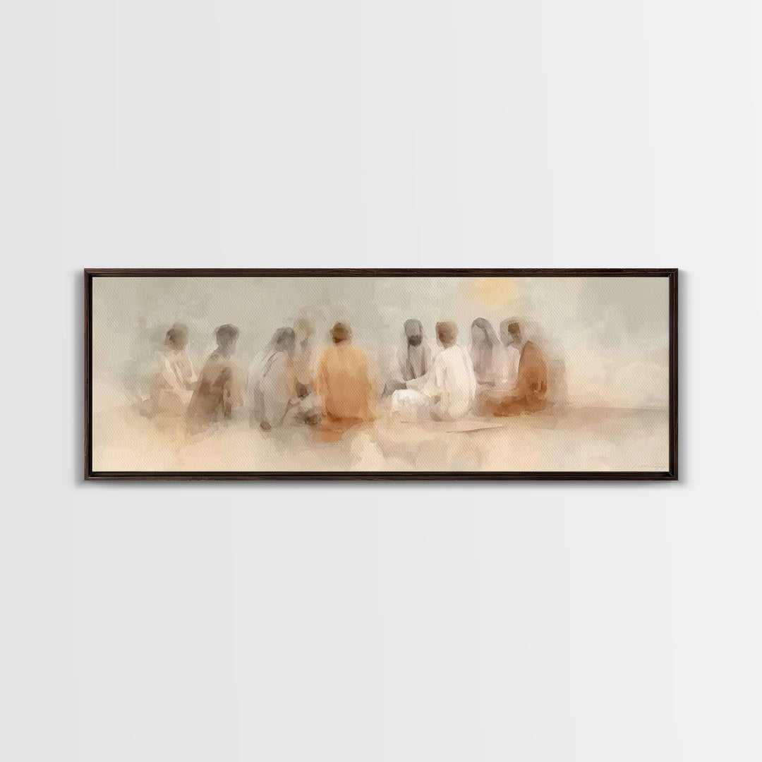 Gathered In Light – Framed Canvas Print – Panoramic Painting – Christian Art Canvas – Jesus Art Print – Christian Wall Art – Christian Deco