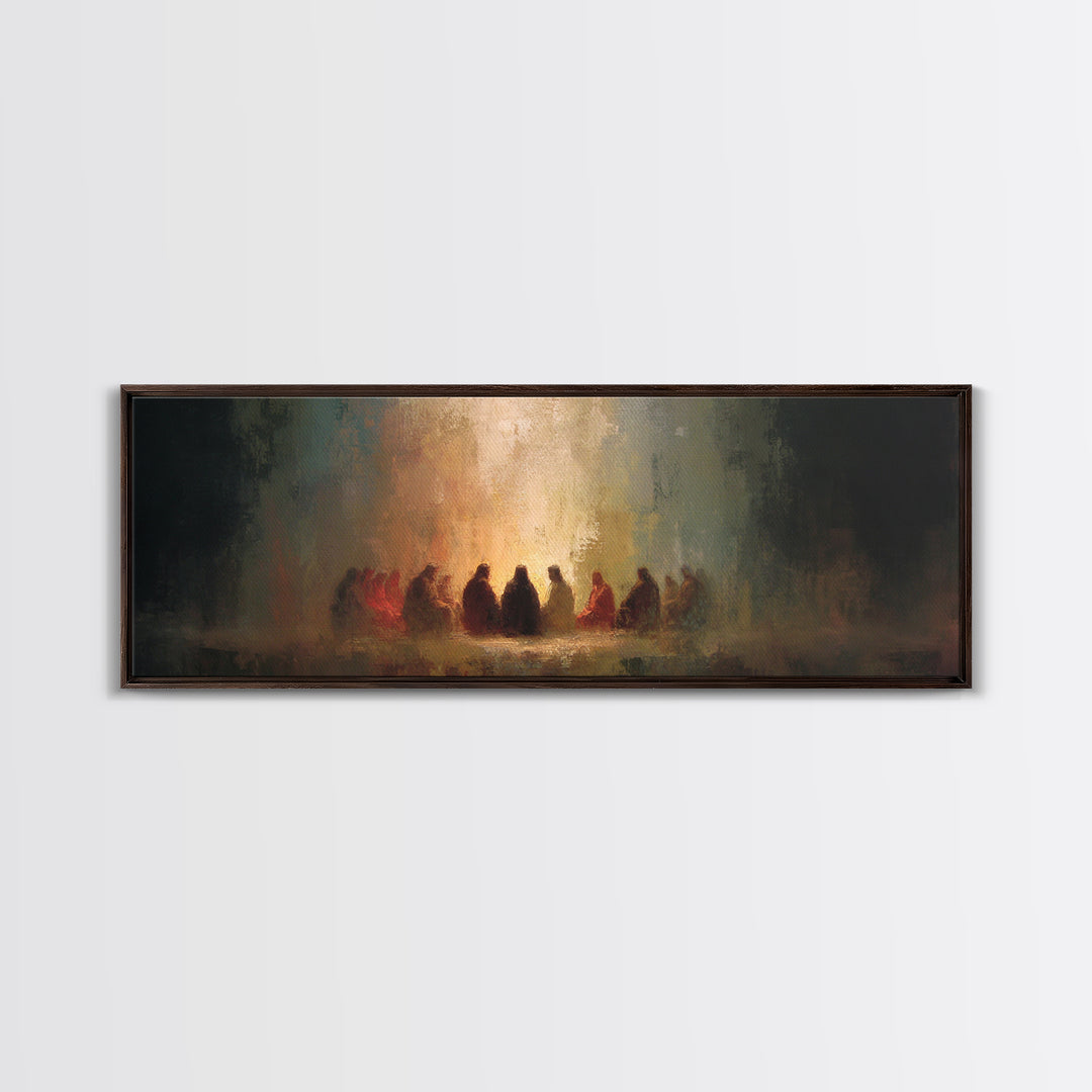 Upper Room Glow | Framed Canvas Print | Panoramic Wall Art | Christian Paintings | Jesus Canvas Art | Christian Art Work | Modern Christian