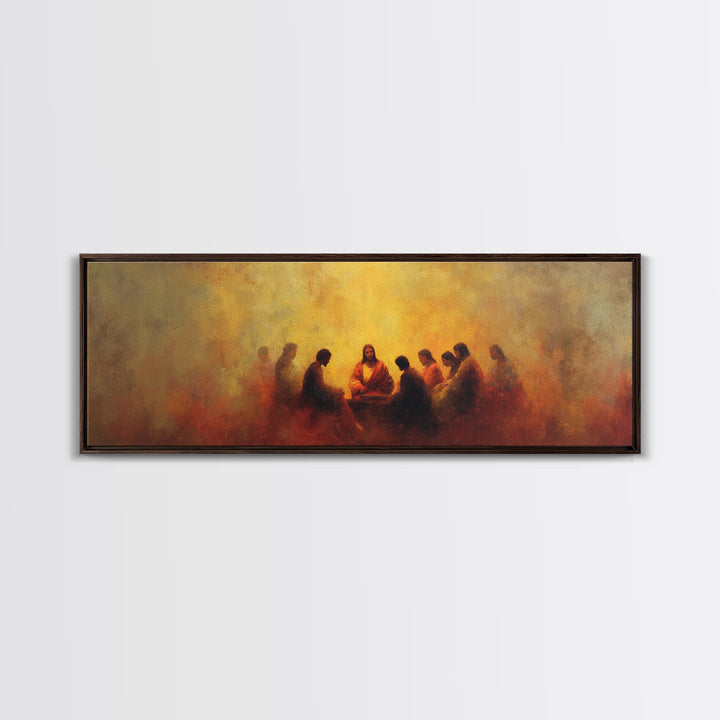 Supper Of Hope – Framed Canvas Print – Panoramic Art – Christian Painting – Christian Art Canvas – Jesus Wall Art – Christian Christmas Art