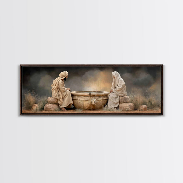 Risen Morning Peace | Framed Canvas Print | Christian Wall Art | Panoramic Wall Art | Christian Art Canvas | Jesus Painting | Christian Dec
