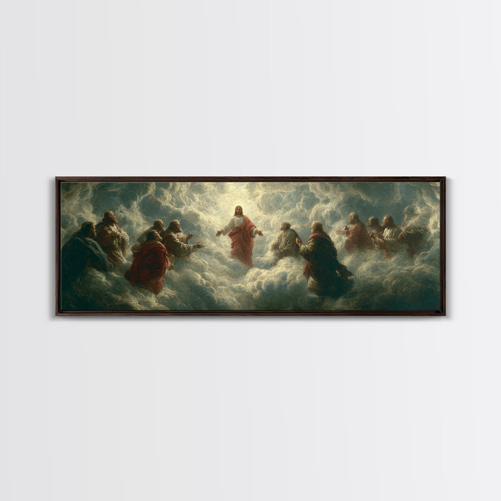 Sacred Mountain Light - Framed Canvas Print - Christian Wall Art - Jesus Painting - Panoramic Frame - Christian Art Canvas - Christian Chri