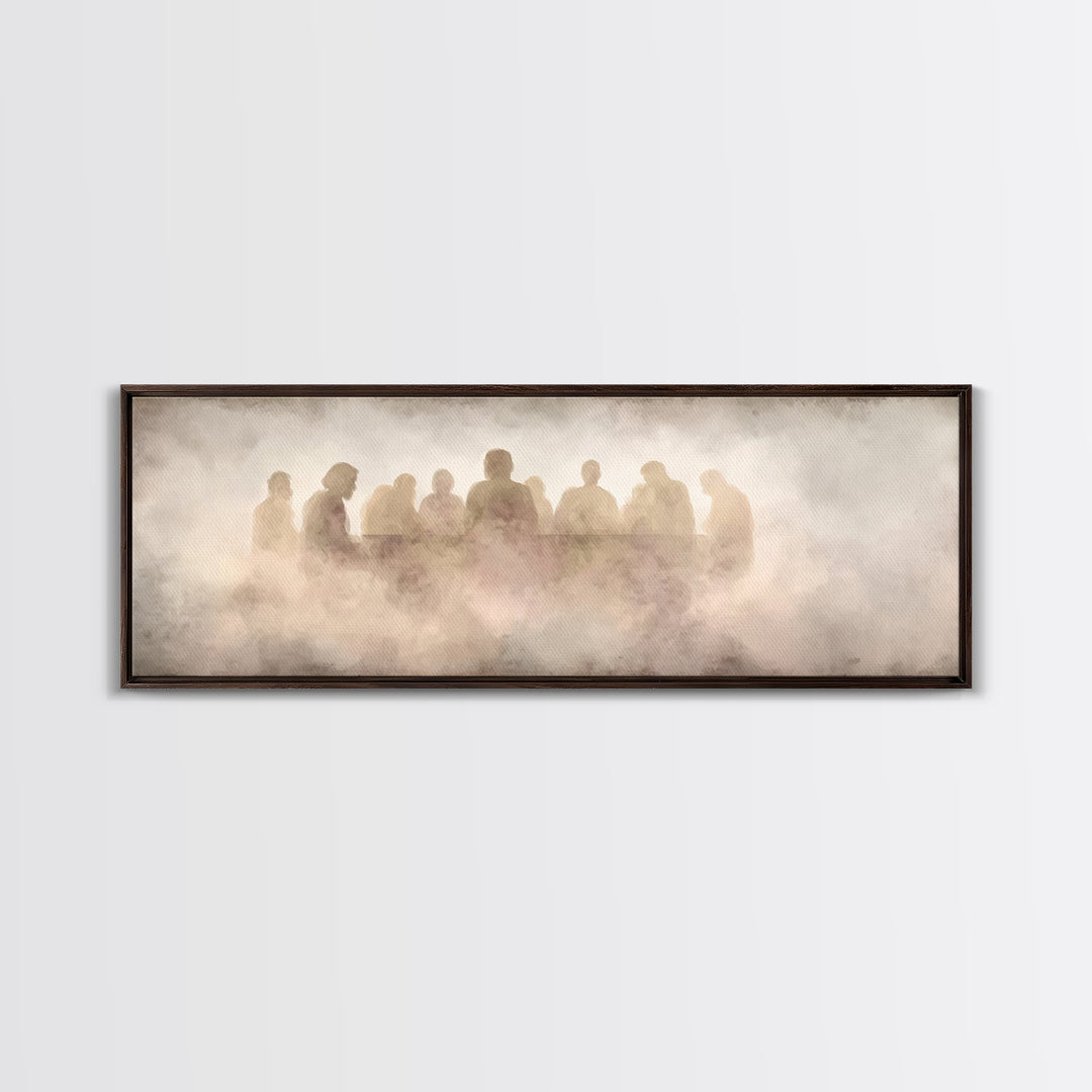 Upper Room Silence, Framed Canvas Print, Christian Wall Art, Panoramic Frame, Christian Art Canvas, Jesus Painting, Large Christian Paintin
