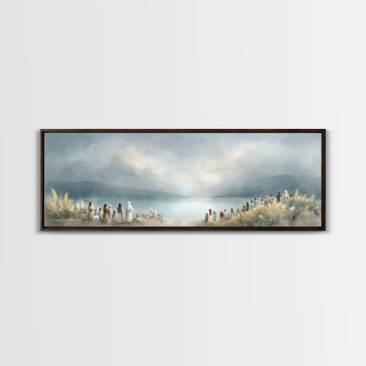 The Gathering Light – Framed Canvas Print – Christian Wall Art – Panoramic Art – Christian Art Canvas – Jesus Painting – Christian Decor