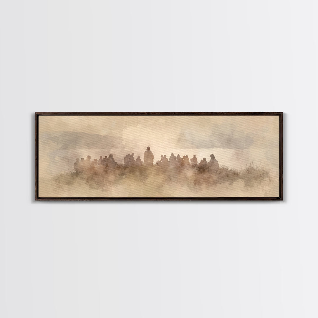 Quiet Hillside Grace | Framed Canvas Print | Christian Art | Panoramic Wall Art | Jesus Canvas Art | Christian Paintings | Christmas Art