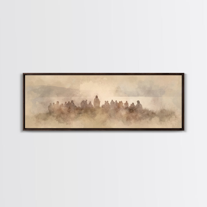 Quiet Hillside Grace | Framed Canvas Print | Christian Art | Panoramic Wall Art | Jesus Canvas Art | Christian Paintings | Christmas Art