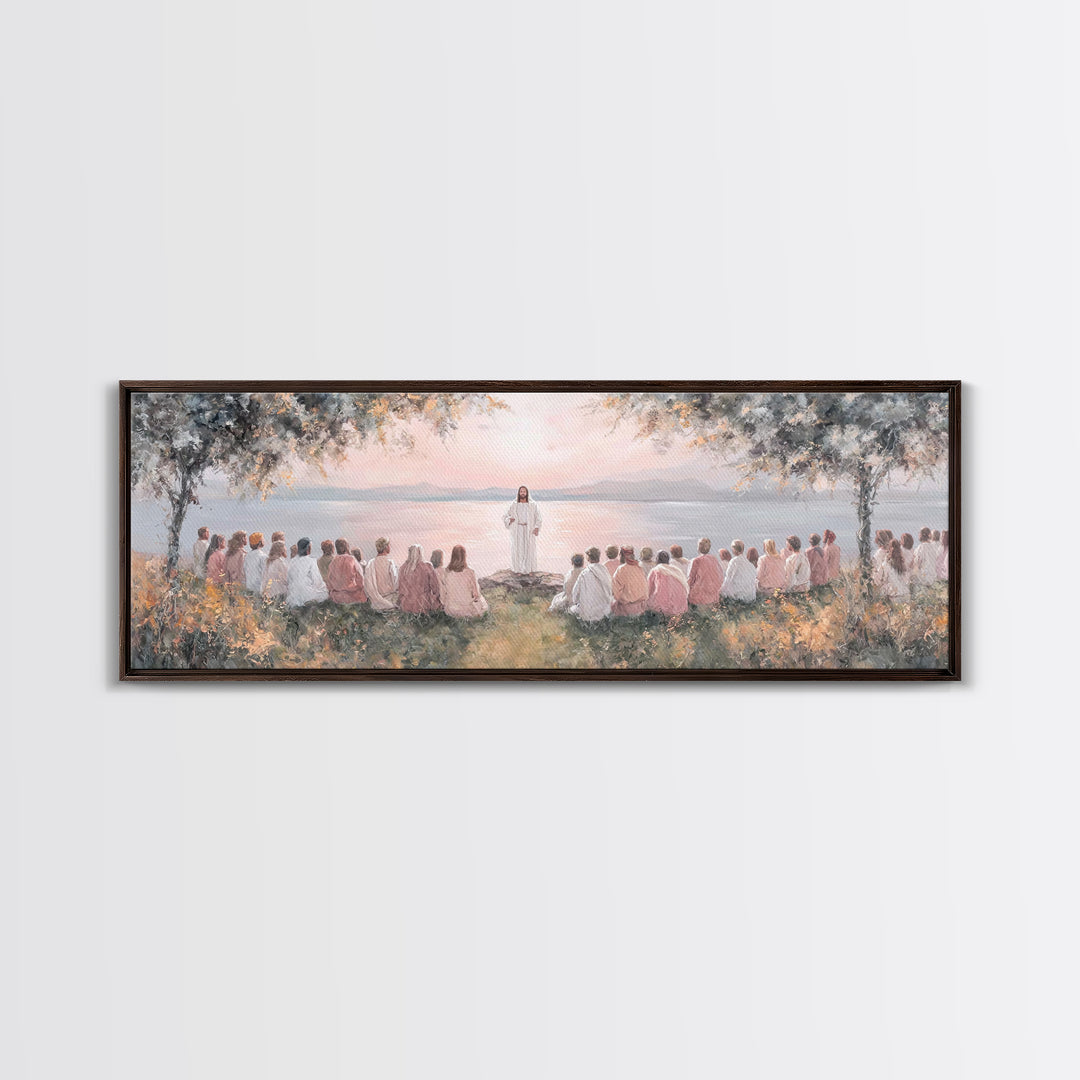 Twilight Of Blessings | Framed Canvas Print | Christian Art Work | Panoramic Art | Jesus Painting Canvas | Christian Christmas Decor | Chri