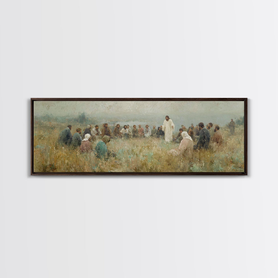 Meadow Circle Peace – Framed Canvas Print – Panoramic Art – Christian Wall Art – Jesus Painting – Christian Art Canvas – Christian Decor