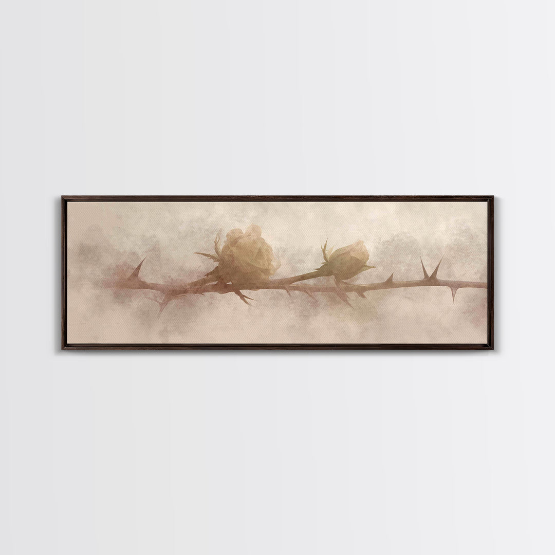 Thorned Mercy Path, Framed Canvas Print, Panoramic Wall Art, Christian Art Canvas, Christian Painting, Modern Christian Art, Christian Wall