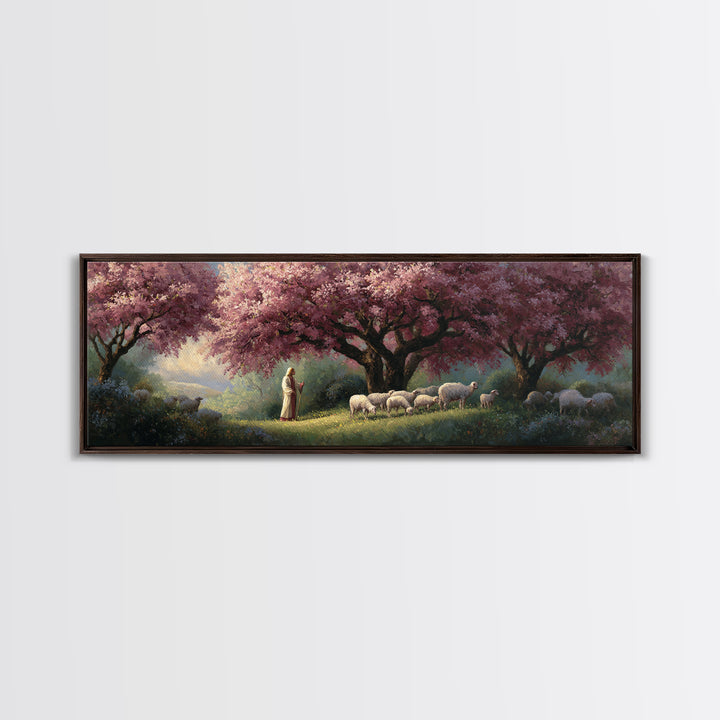 Blossoms Of Grace – Framed Canvas Print – Panoramic Art – Christian Wall Art – Jesus Painting – Christian Art Canvas – Christmas Art