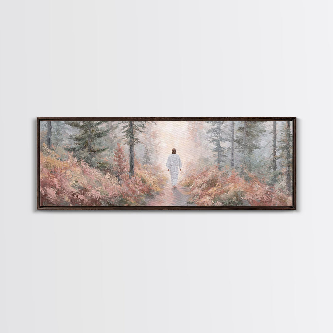 Light Of The Way, Framed Canvas Print, Panoramic Wall Art, Christian Art Canvas, Jesus Painting, Christian Christmas Art, Christian Wall Ar