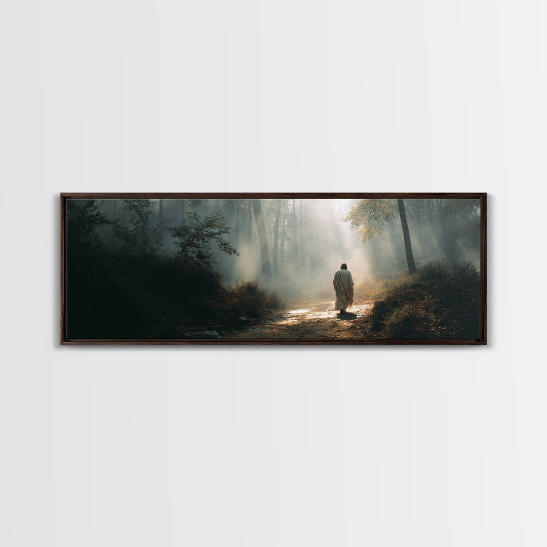 Glory In The Mist | Framed Canvas Print | Panoramic Art | Christian Art Work | Jesus Painting | Christian Christmas Art | Christian Wall Ar
