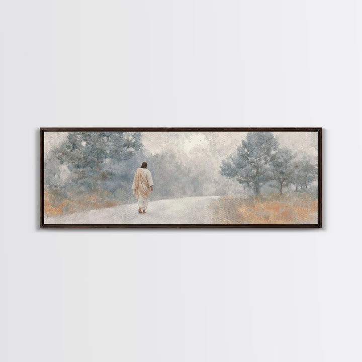 Walk Of Promise, Framed Canvas Print, Panoramic Print, Christian Art Canvas, Jesus Painting, Christian Christmas Art, Christian Decor