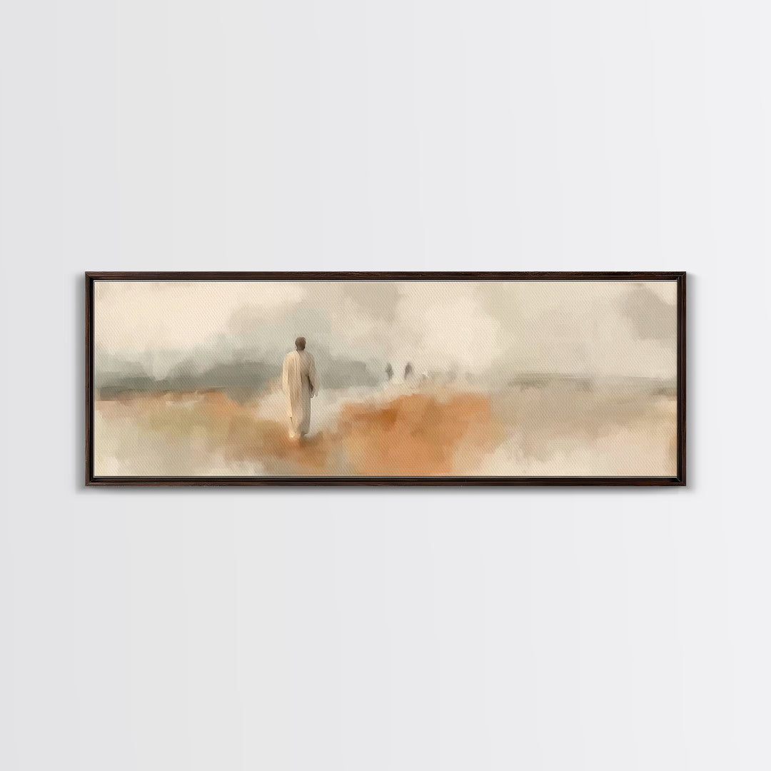 Grace In The Mist | Framed Canvas Print | Panoramic Wall Art | Christian Art Print | Jesus Painting | Christian Decorations | Christmas Art