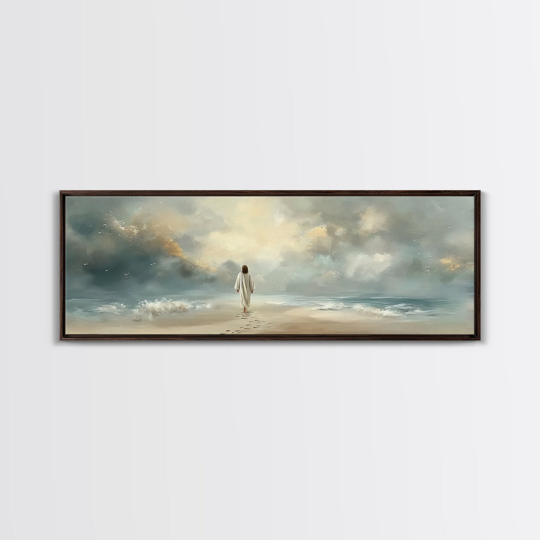 Dawn Of Mercy | Framed Canvas Print | Panoramic Frame | Christian Art Canvas | Jesus Painting | Christian Christmas Art | Christian Decor