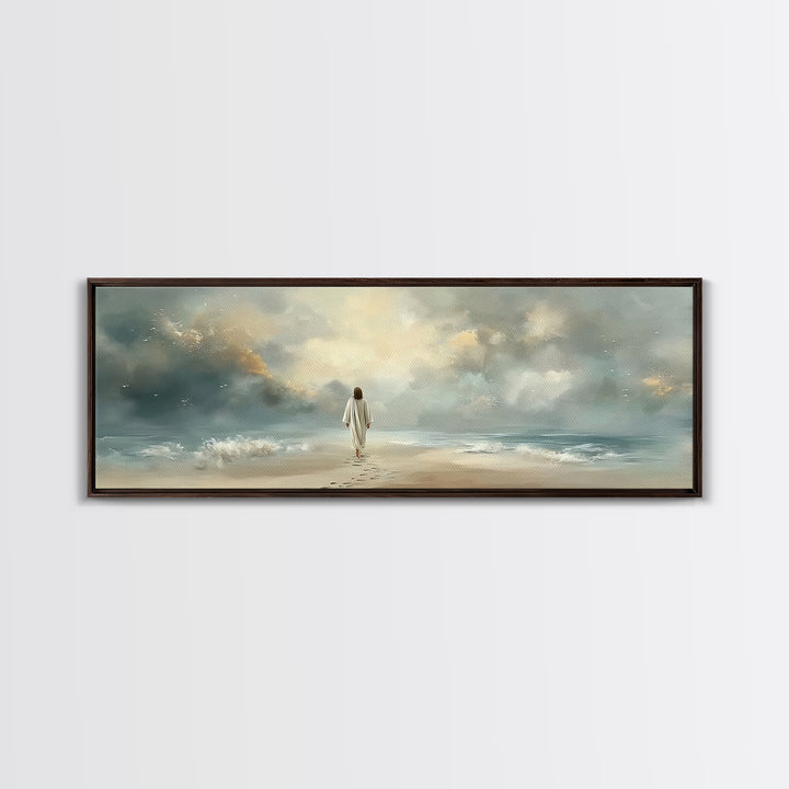 Dawn Of Mercy | Framed Canvas Print | Panoramic Frame | Christian Art Canvas | Jesus Painting | Christian Christmas Art | Christian Decor