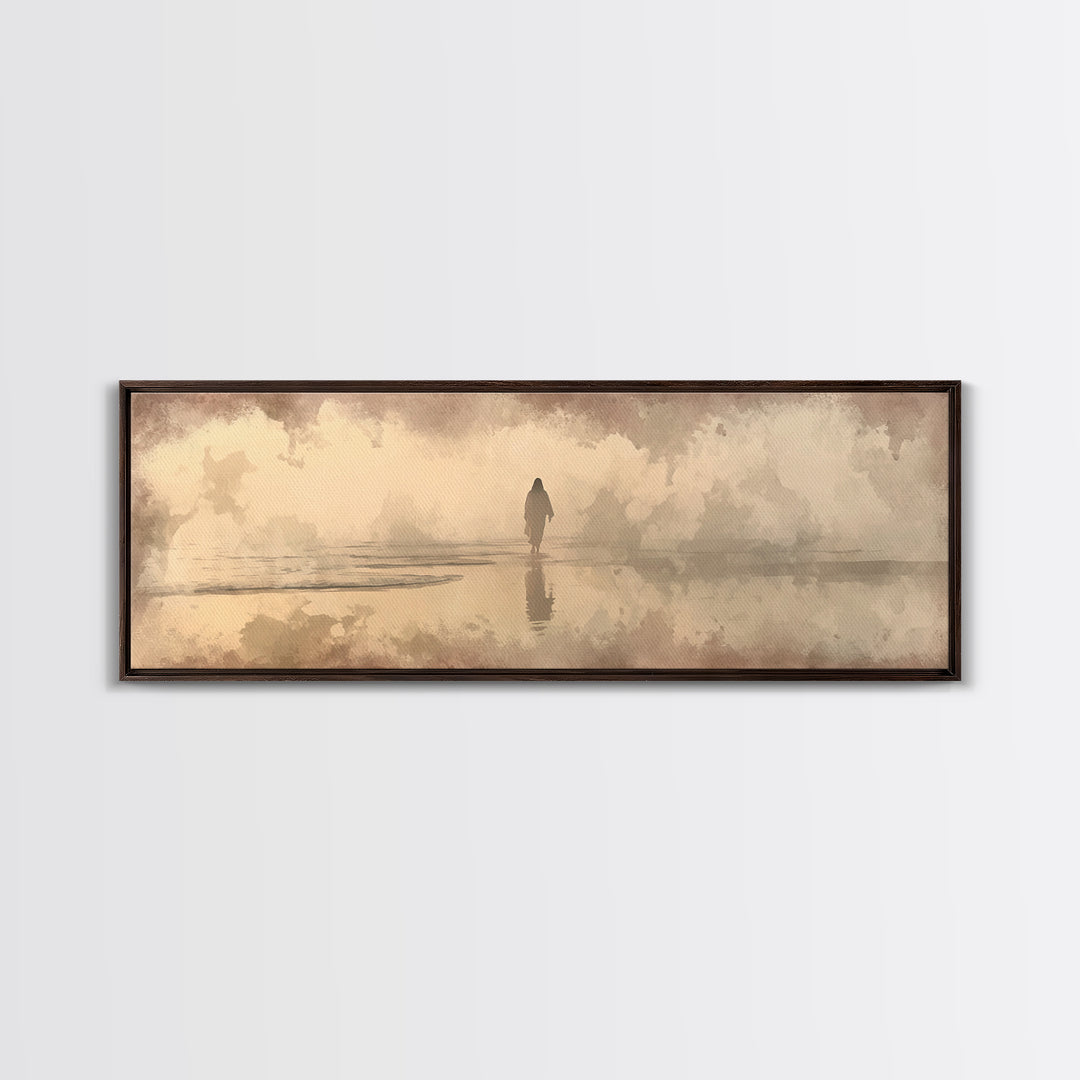 Desert Dawn Path – Framed Canvas Print – Christian Wall Art – Jesus Painting – Panoramic Art – Christian Art Canvas – Christmas Art