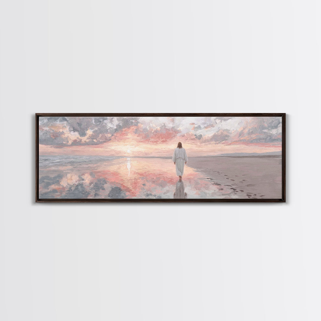Solitude Of Faith – Framed Canvas Print – Christian Art Canvas – Jesus Painting – Panoramic Frame – Christian Wall Art – Christmas Art