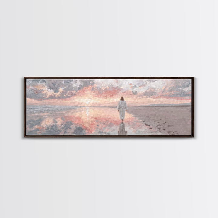 Solitude Of Faith – Framed Canvas Print – Christian Art Canvas – Jesus Painting – Panoramic Frame – Christian Wall Art – Christmas Art