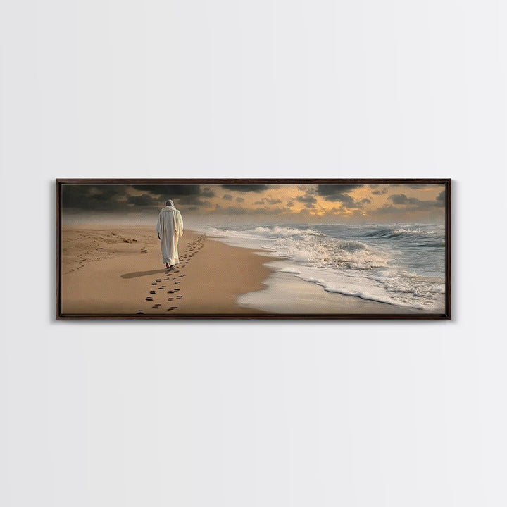 Steps Of Hope, Framed Canvas Print, Jesus Painting, Christian Wall Art, Panoramic Wall Art, Christian Art Canvas, Christmas Art