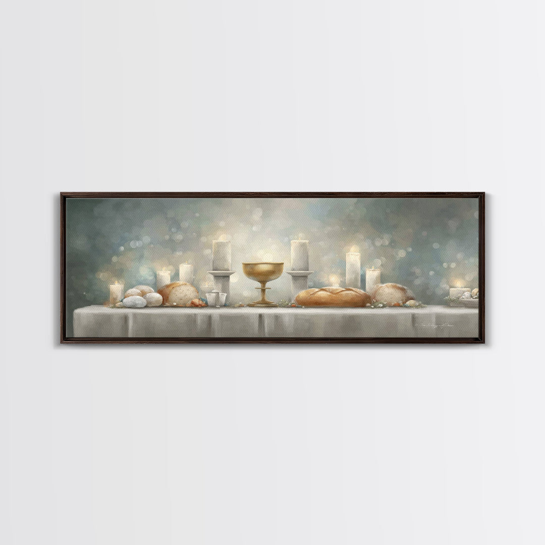 Table Of Covenant, Framed Canvas Print, Panoramic Wall Art, Christian Art Canvas, Christian Wall Art, Christian Christmas Art, Christian De