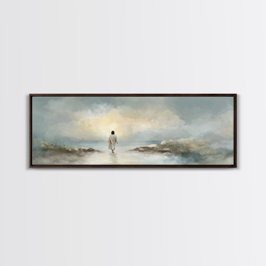 Beacon Of Dawn – Framed Canvas Print – Panoramic Art – Christian Wall Art – Christian Art Canvas – Jesus Painting – Christian Christmas Art