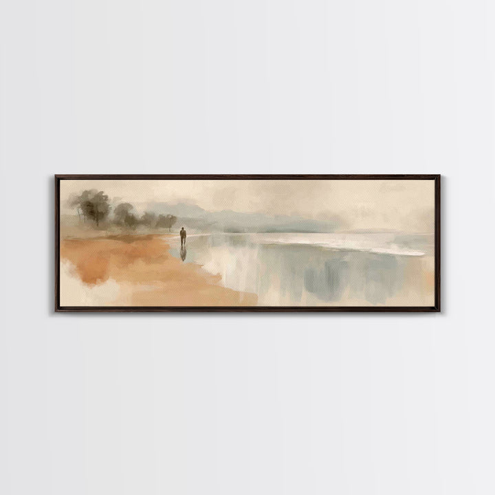 Soft Shore Peace, Framed Canvas Print, Panoramic Wall Art, Christian Art Canvas, Jesus Painting, Christian Wall Art, Christian Christmas Ar