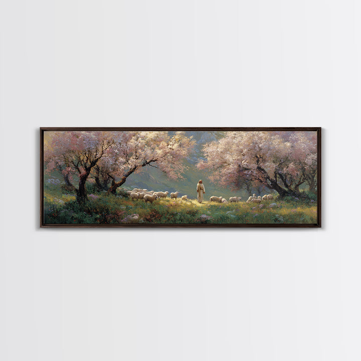 Springtime Grace, Framed Canvas Print, Panoramic Wall Art, Jesus Painting, Christian Wall Art, Christian Art Canvas, Christmas Art
