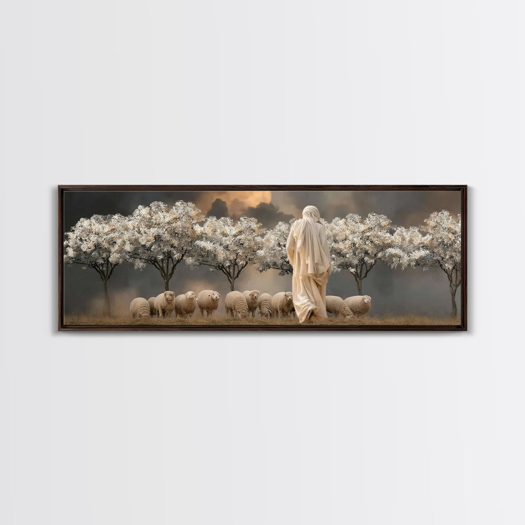 Twilight Orchard Calling | Framed Canvas Print | Panoramic Print | Christian Art Canvas | Christian Wall Art | Jesus Painting | Christmas A